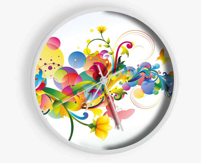 Flowing shapes of spring Clock - Wallart-Direct UK