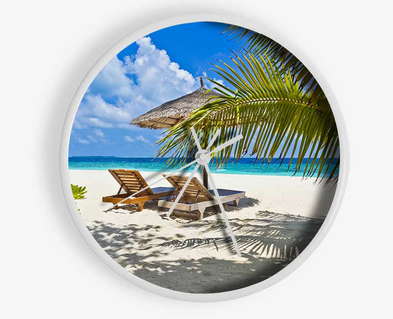 Palm beach holiday island Clock - Wallart-Direct UK