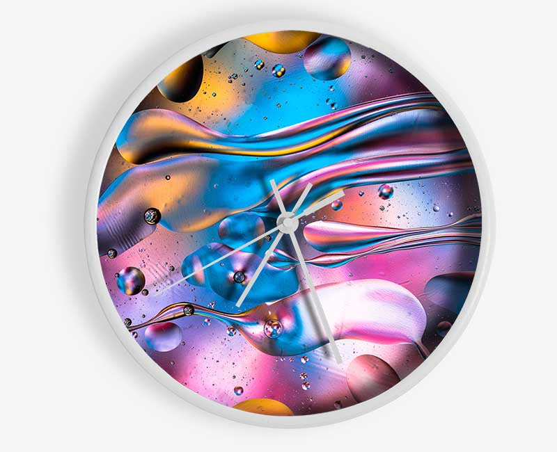 Colour through the water droplets Clock - Wallart-Direct UK