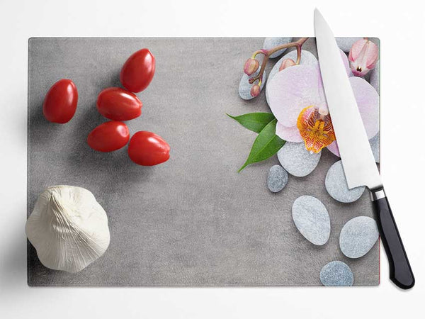 Orchid beauty zen stones Glass Chopping Board