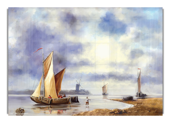 Preparing to dock boat illustration