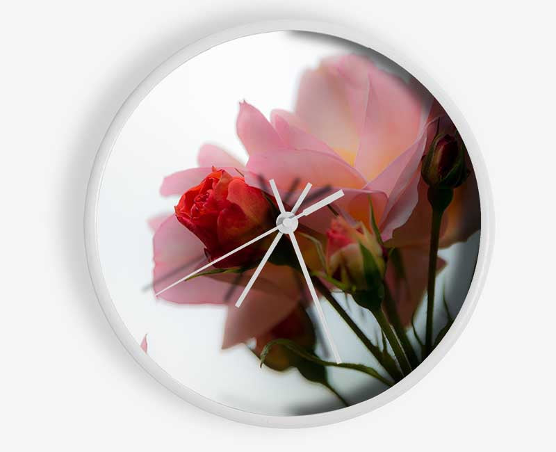 An array of pink flowers Clock - Wallart-Direct UK