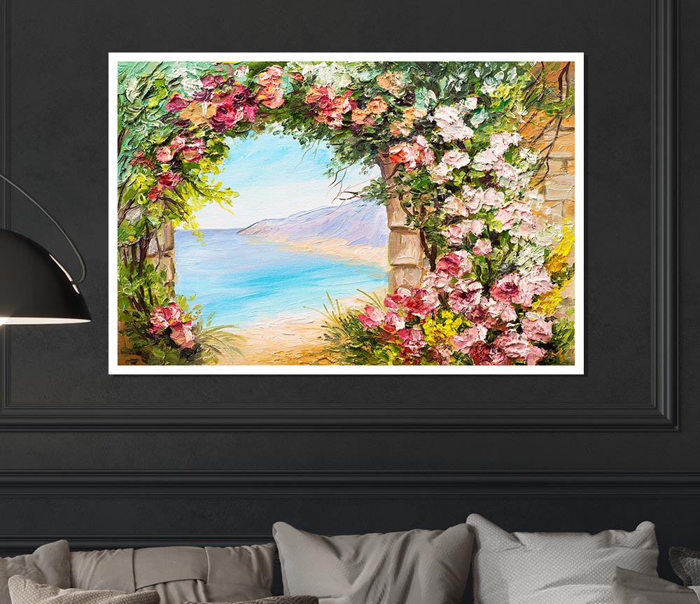 Floral View Of The Cove Watercolour Print Poster Wall Art