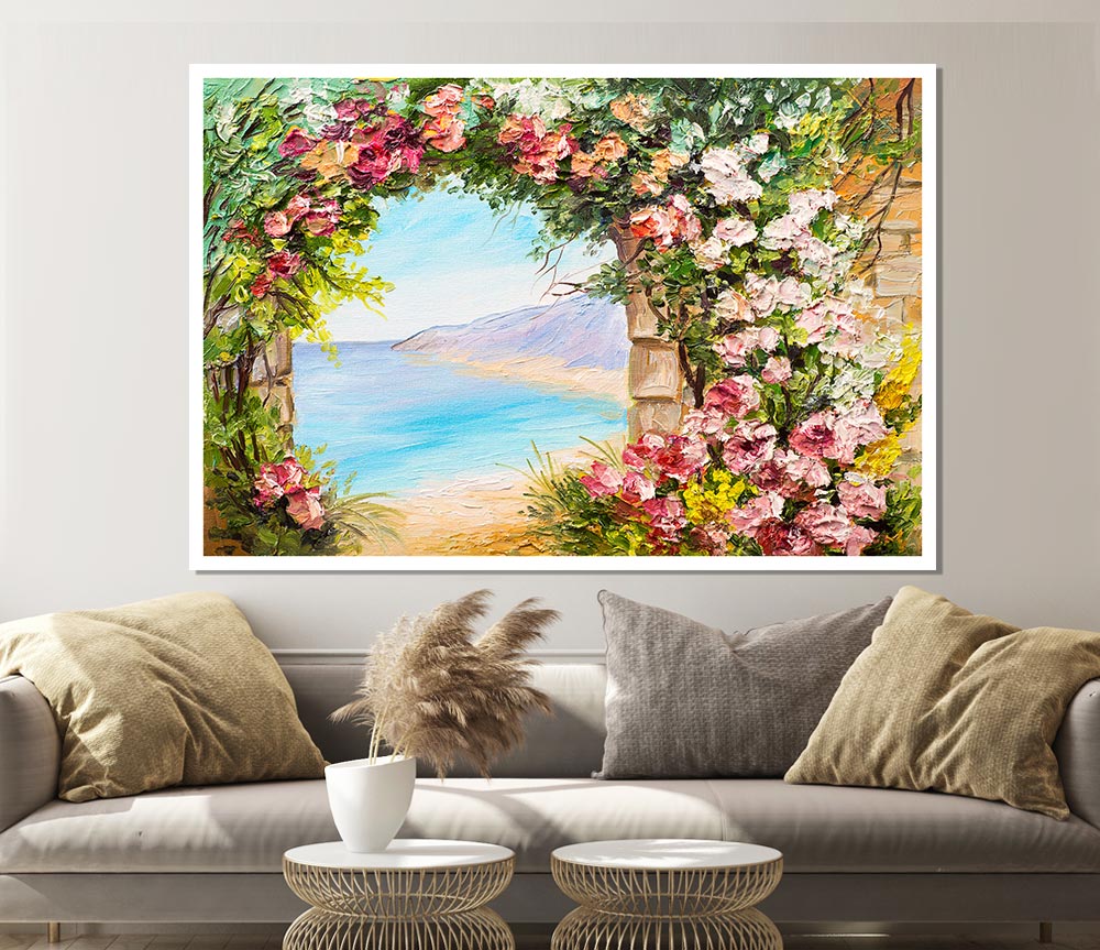 Floral View Of The Cove Watercolour Print Poster Wall Art