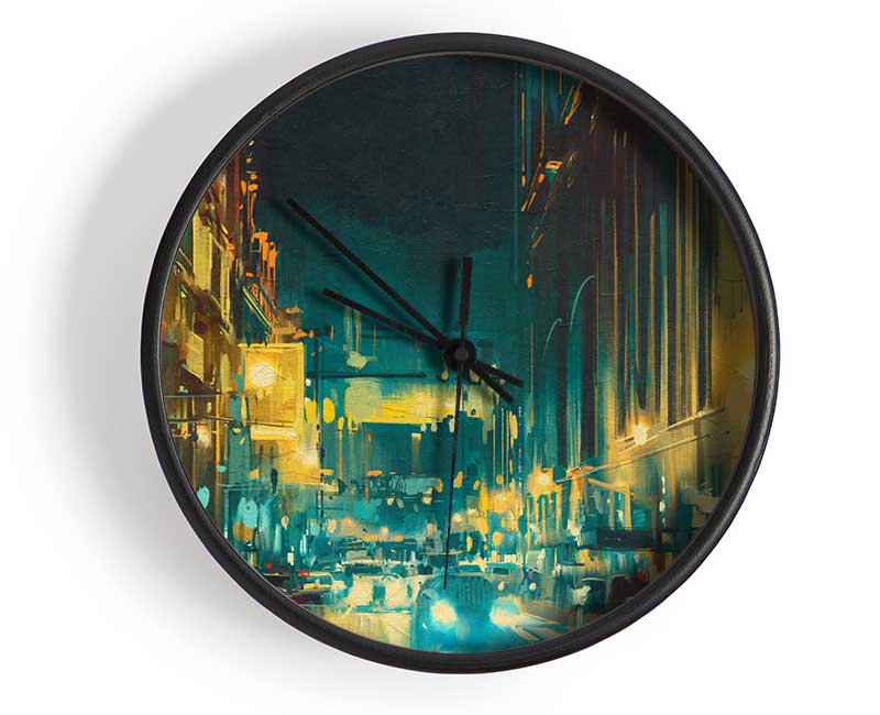 Busy Night Traffic Watercolour Clock - Wallart-Direct UK