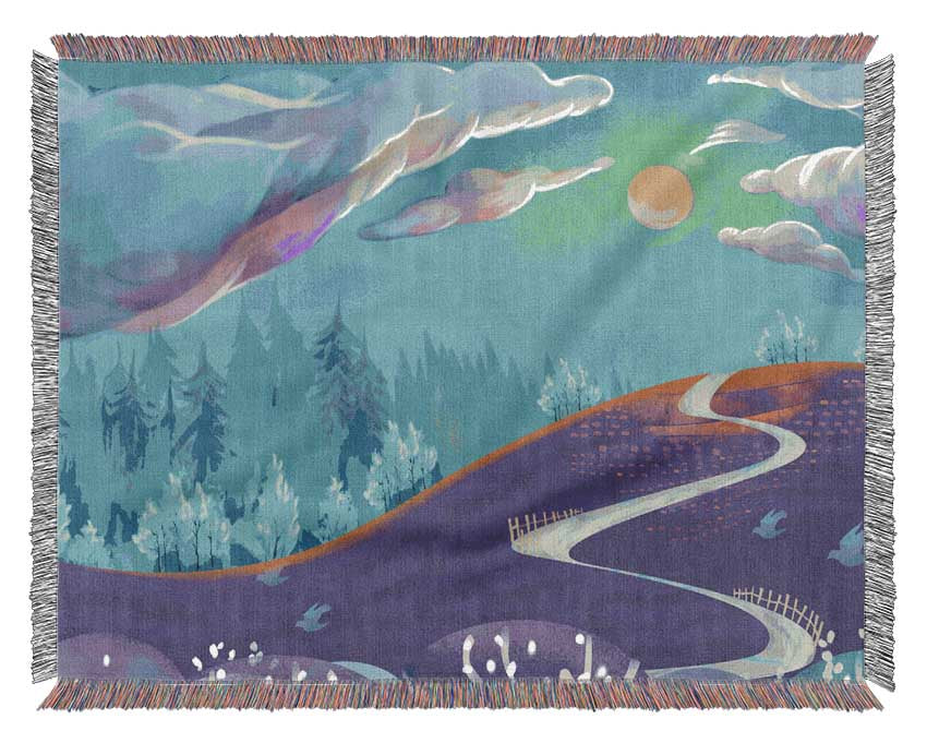 The Road To Pastel Skies Woven Blanket