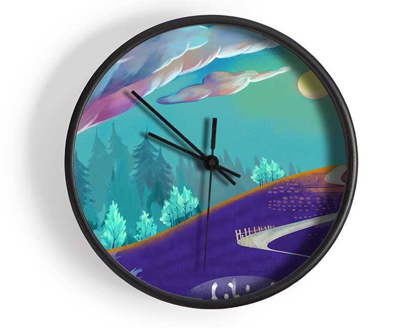 The Road To Pastel Skies Clock - Wallart-Direct UK