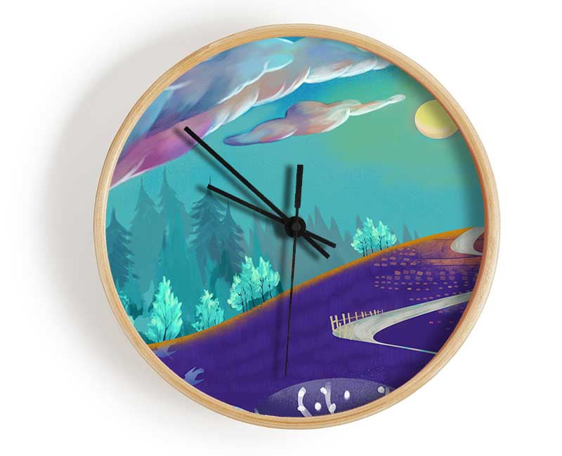 The Road To Pastel Skies Clock - Wallart-Direct UK