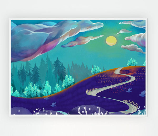 The Road To Pastel Skies Print Poster Wall Art