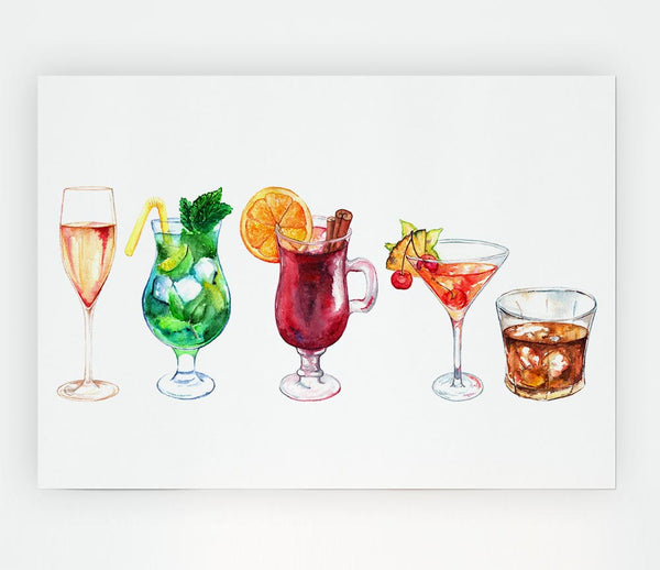 Cocktails Of Summer Print Poster Wall Art