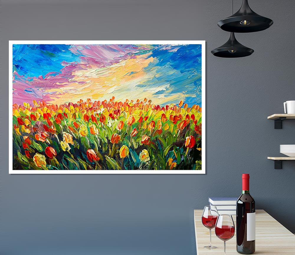 Field Of Stunning Tulips Print Poster Wall Art