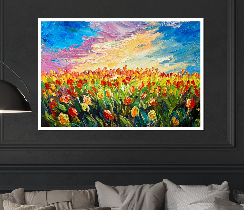 Field Of Stunning Tulips Print Poster Wall Art