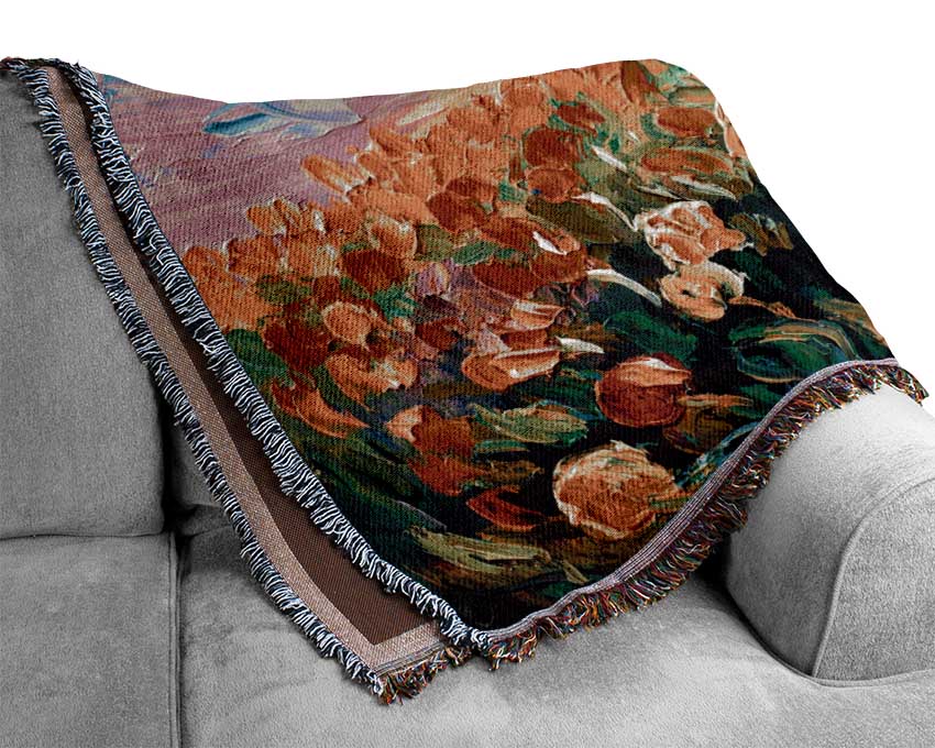 Field Of Stunning Tulips Woven Blanket