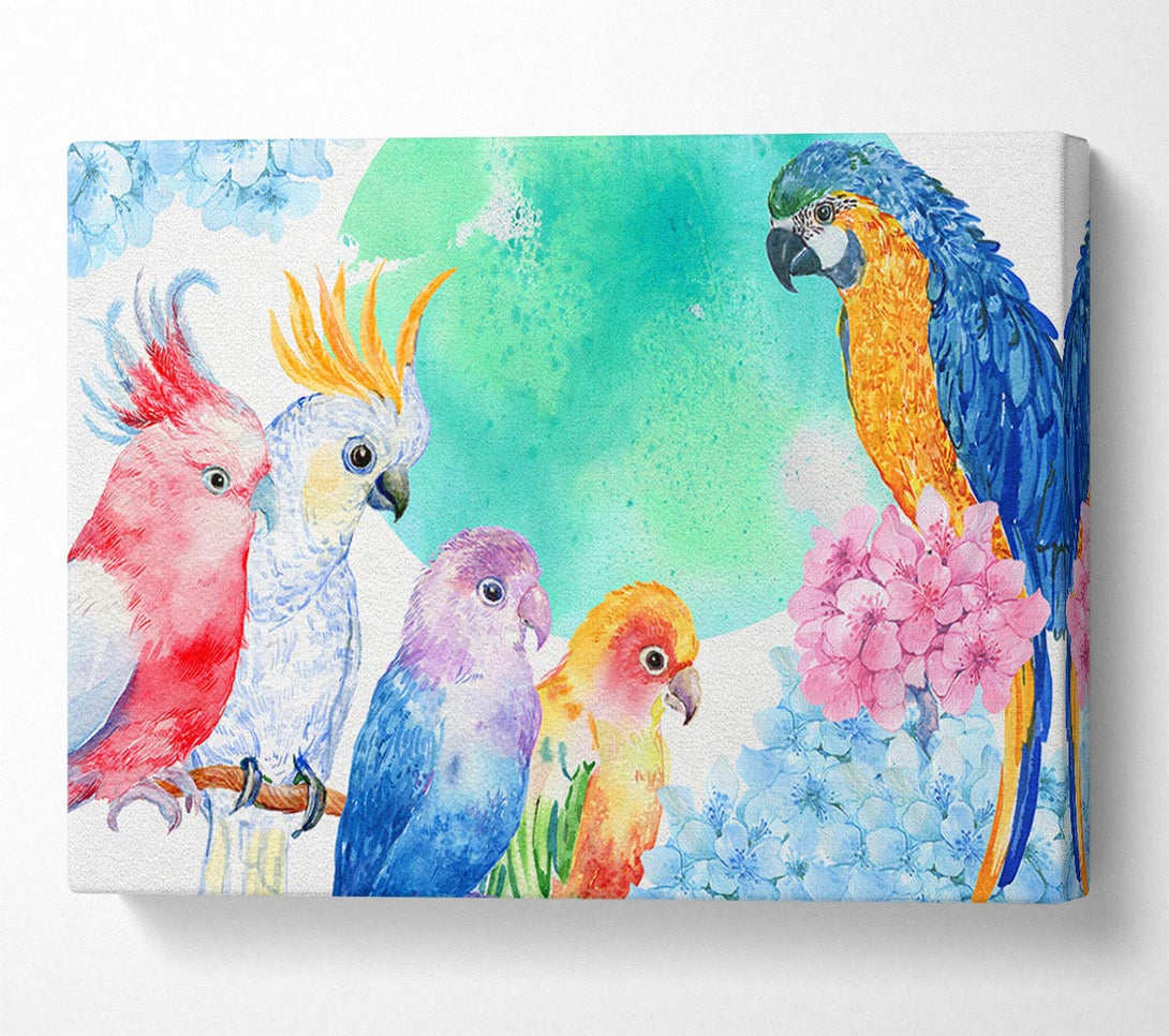 Picture of Array Of Watercolour Parrots Canvas Print Wall Art