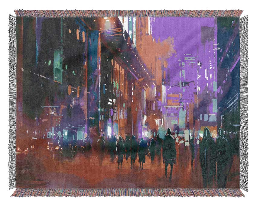 City Of Night People Woven Blanket