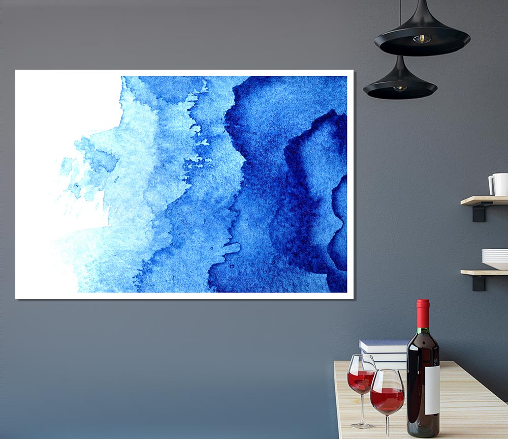 Watercolour Blues To White Print Poster Wall Art