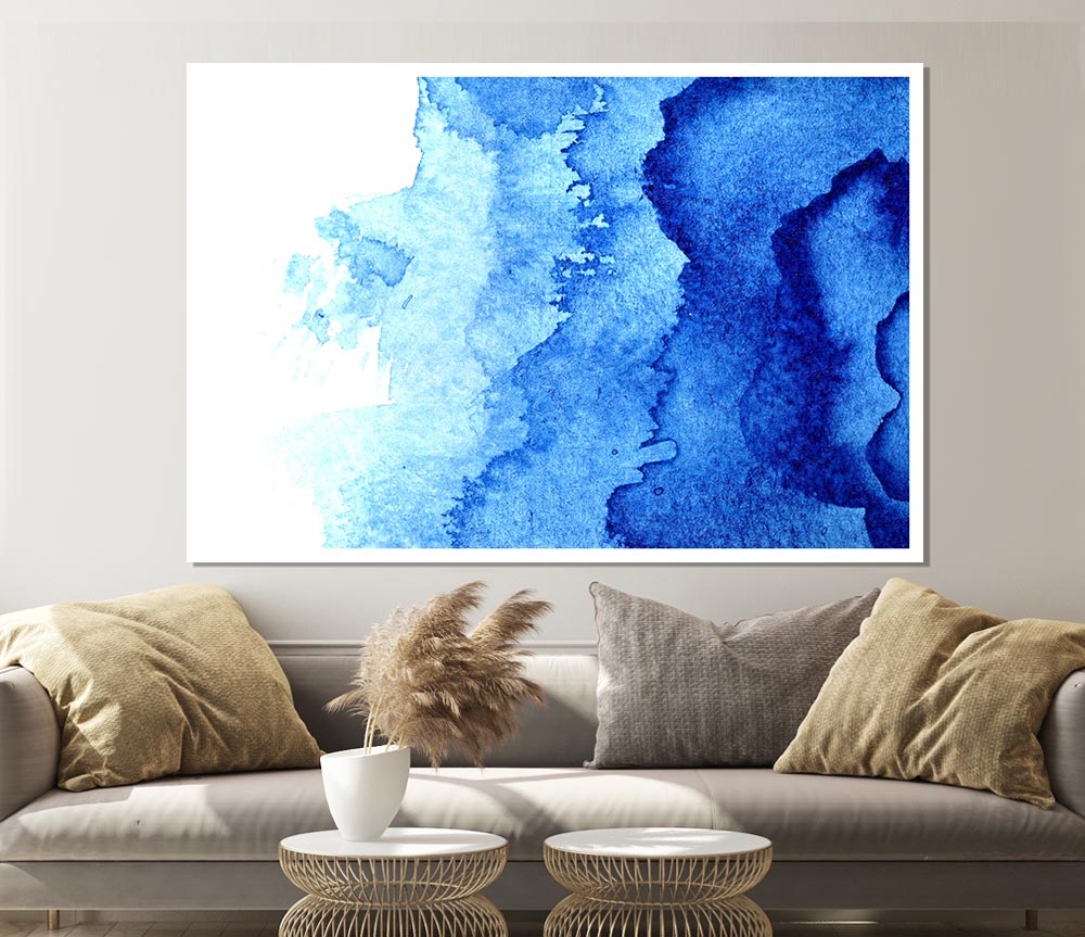 Watercolour Blues To White Print Poster Wall Art