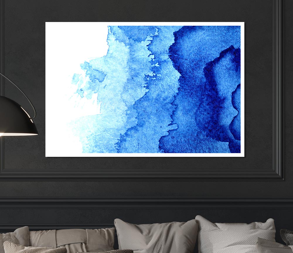 Watercolour Blues To White Print Poster Wall Art