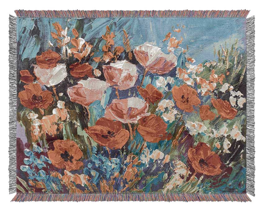 Mixed Poppies In The Sun Woven Blanket