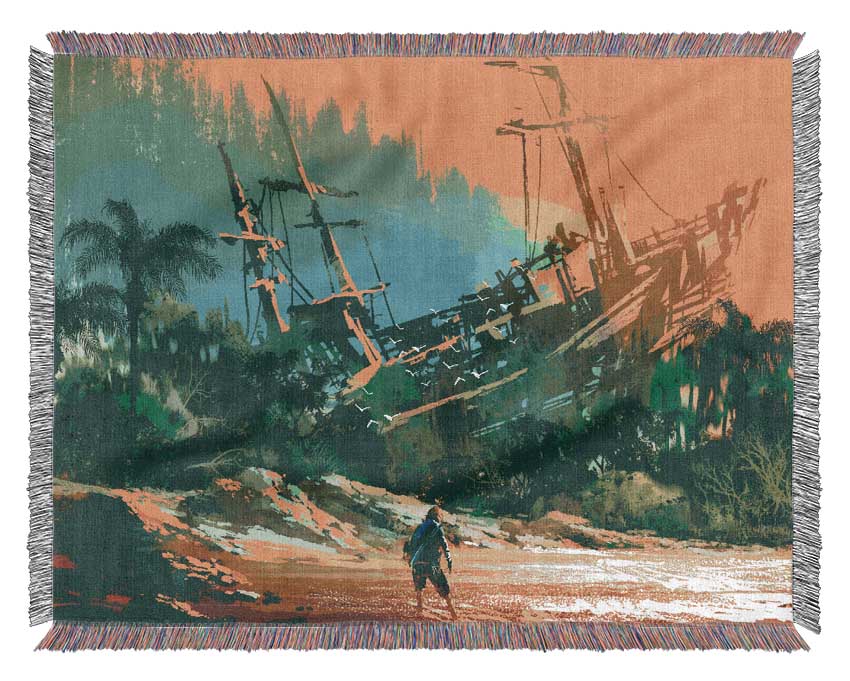 Shipwrecked And Alone Woven Blanket