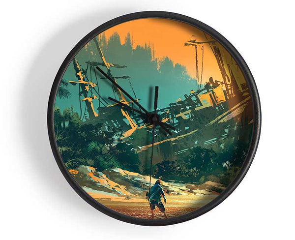 Shipwrecked And Alone Clock - Wallart-Direct UK