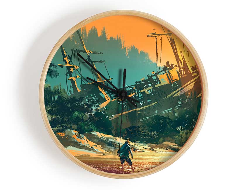 Shipwrecked And Alone Clock - Wallart-Direct UK