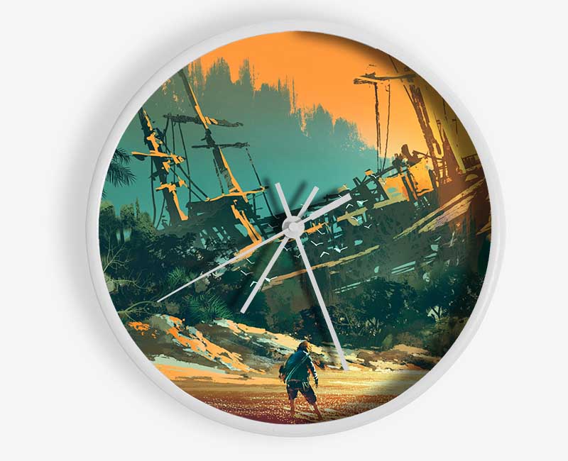 Shipwrecked And Alone Clock - Wallart-Direct UK