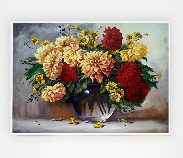 Vase Of Flowers Painting Print Poster Wall Art