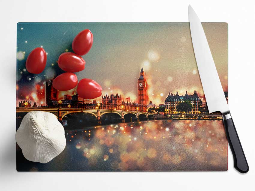 Bokeh London Houses Of Parliament Glass Chopping Board