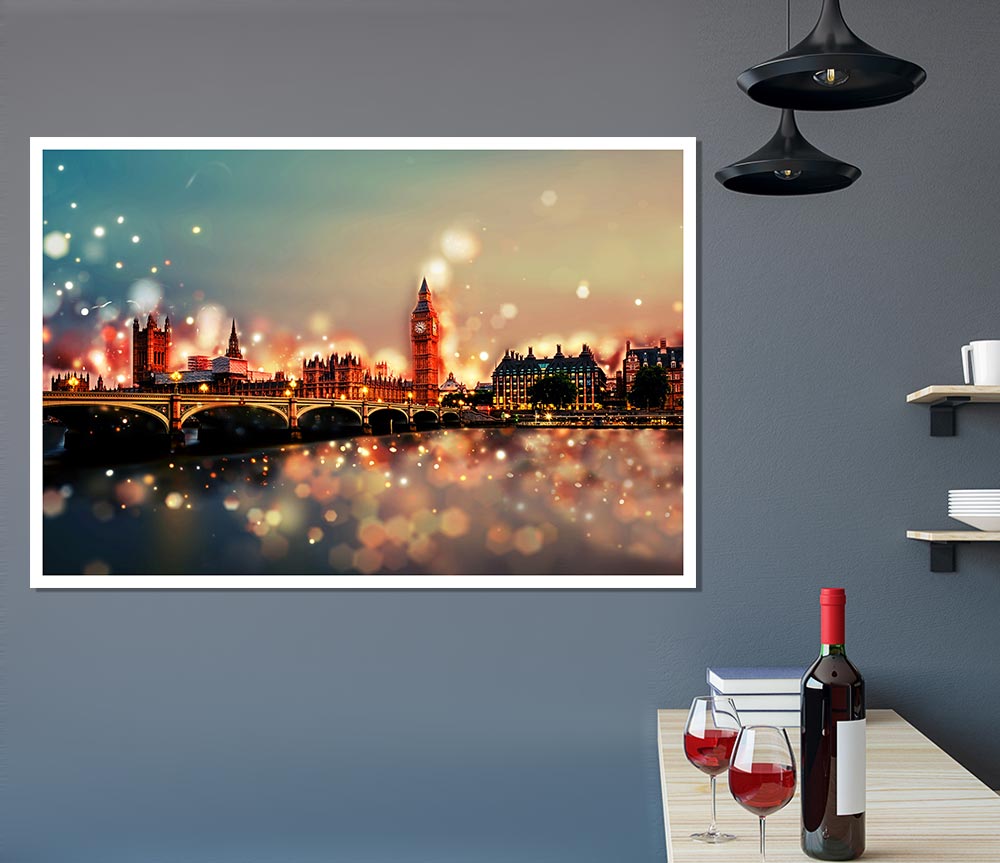 Bokeh London Houses Of Parliament Print Poster Wall Art