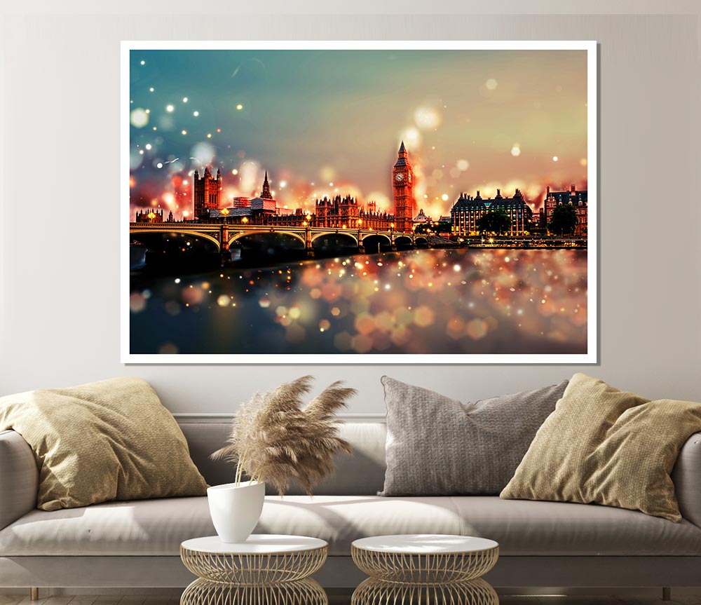 Bokeh London Houses Of Parliament Print Poster Wall Art