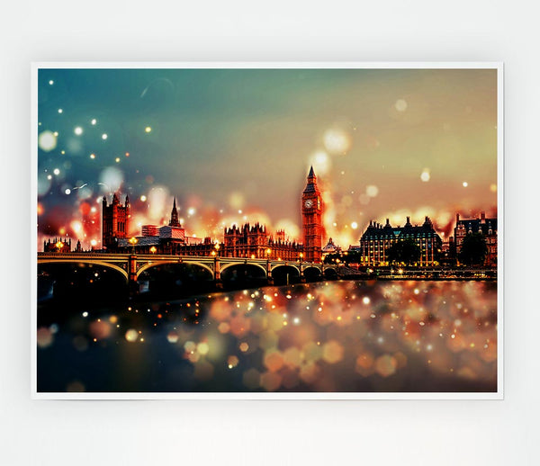 Bokeh London Houses Of Parliament Print Poster Wall Art