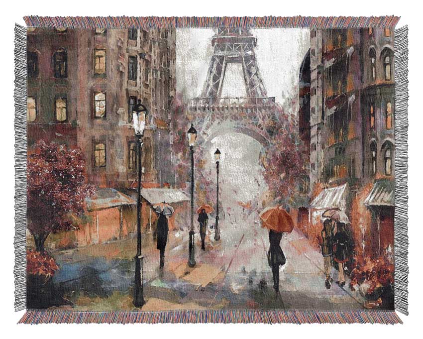 Eiffel Tower At Dusk Woven Blanket