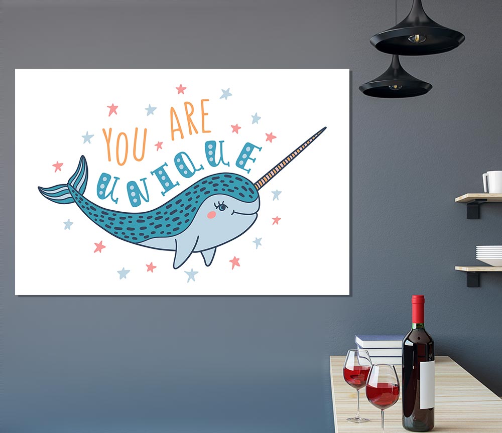 You Are Unique Narwhal Print Poster Wall Art