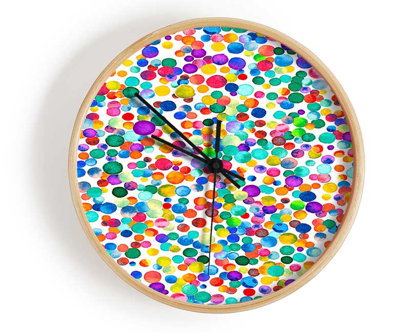 Thousands Of Watercolour Dots Clock - Wallart-Direct UK