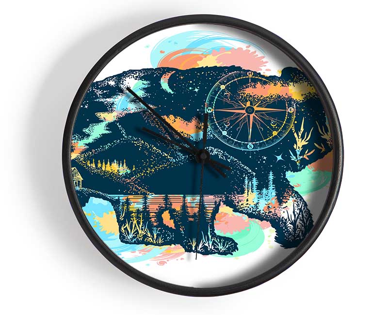 Compass Bear Clock - Wallart-Direct UK