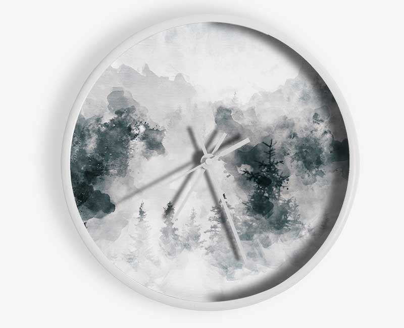 Watercolour Grey Forest Clock - Wallart-Direct UK