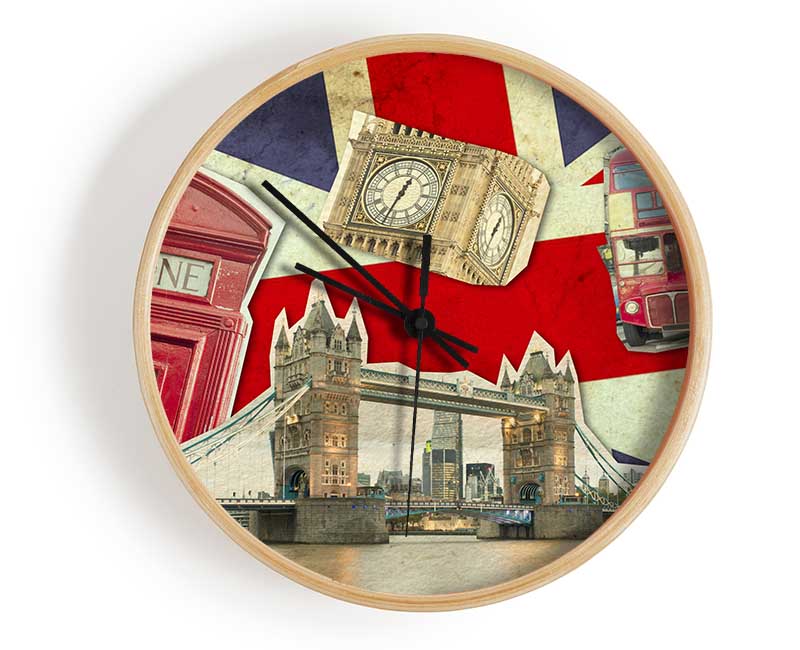 Union Jack London Icons Clock - Wallart-Direct UK