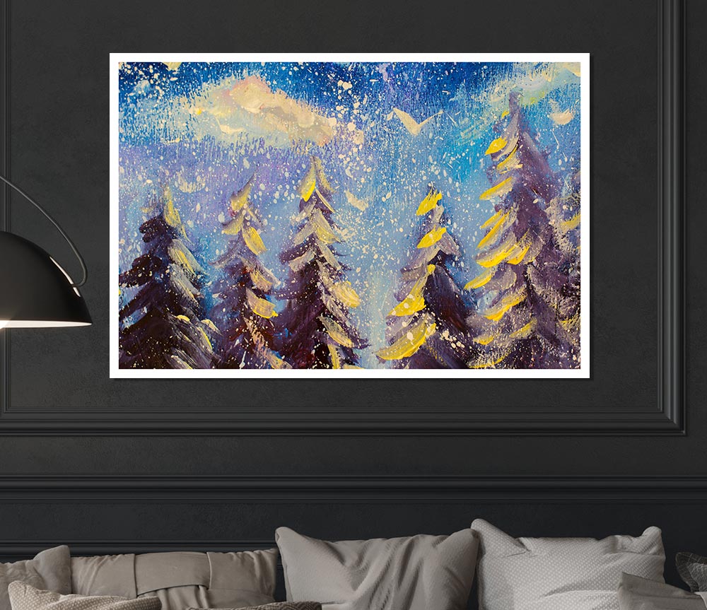 Christmas Trees Print Poster Wall Art