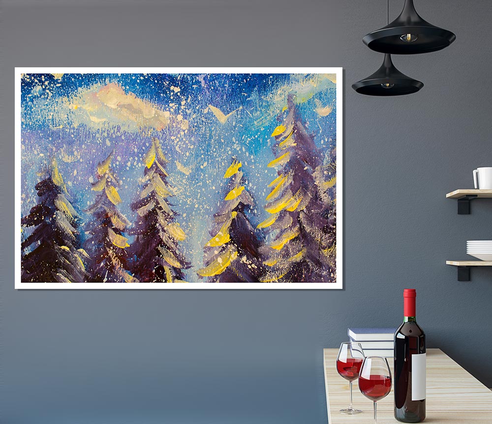 Christmas Trees Print Poster Wall Art