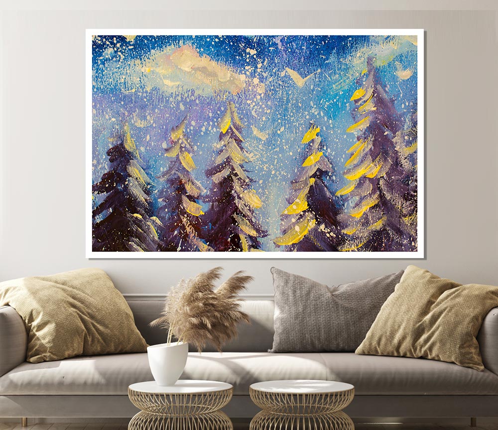 Christmas Trees Print Poster Wall Art