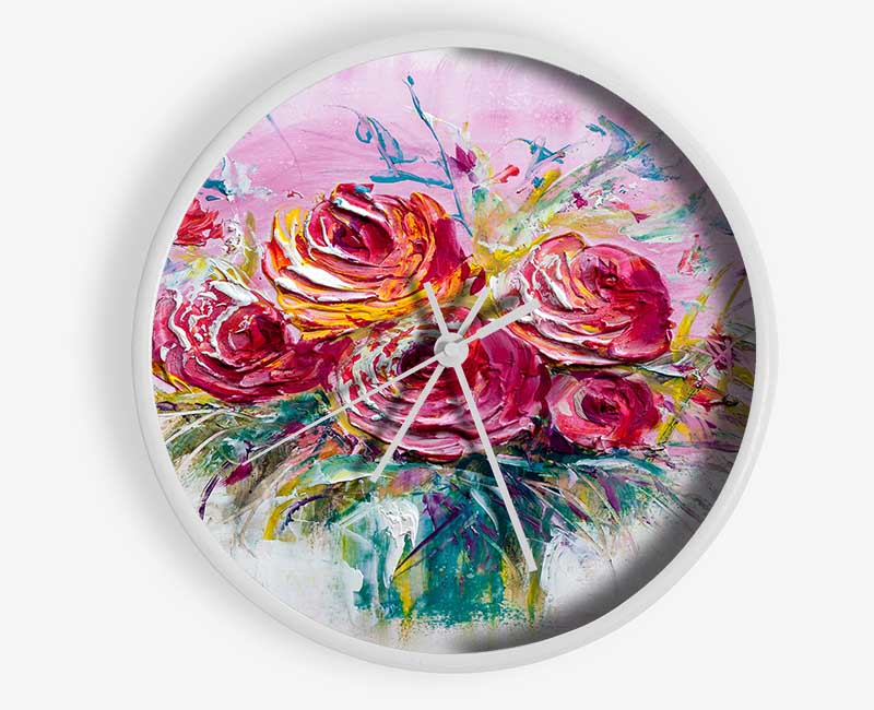 Hand Painted Flowers Clock - Wallart-Direct UK