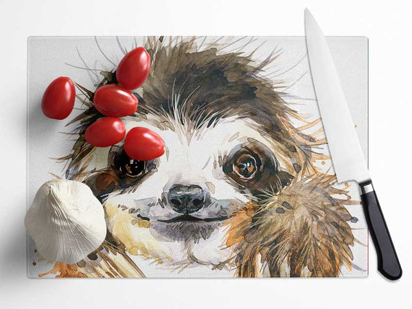 Water Colour Sloth Glass Chopping Board