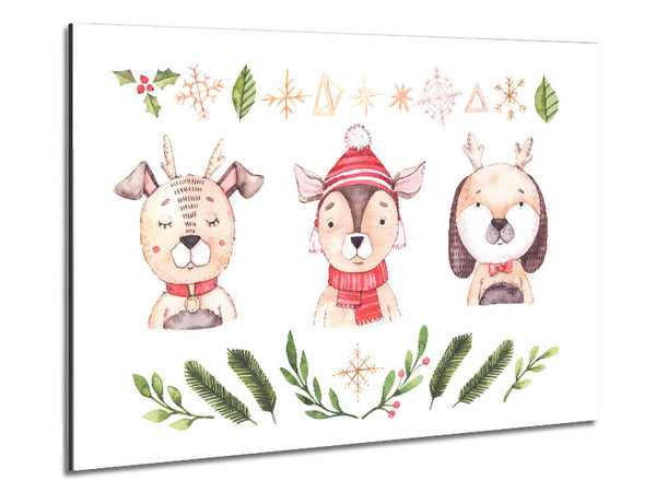 Three Woodlands Animals At Christmas