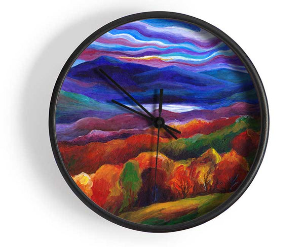 Multicoloured Mountains Clock - Wallart-Direct UK