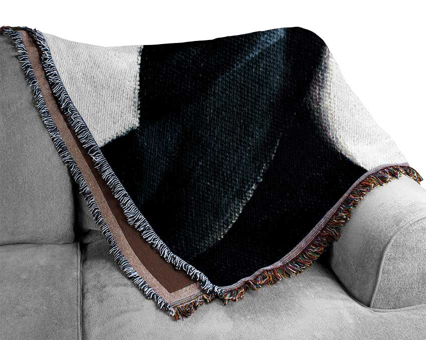 Woman In Black Hat Woven Blanket