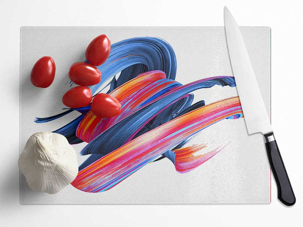 Swirl Of Paint On White Glass Chopping Board