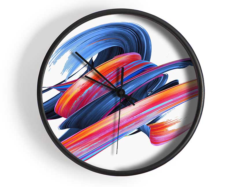 Swirl Of Paint On White Clock - Wallart-Direct UK