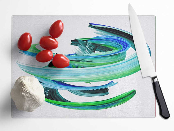 Swirl Of Paint On White Two Glass Chopping Board