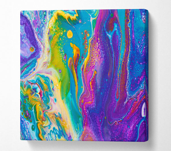 A Square Canvas Print Showing Multicoloured Swirls Of Oil Paint Square Wall Art